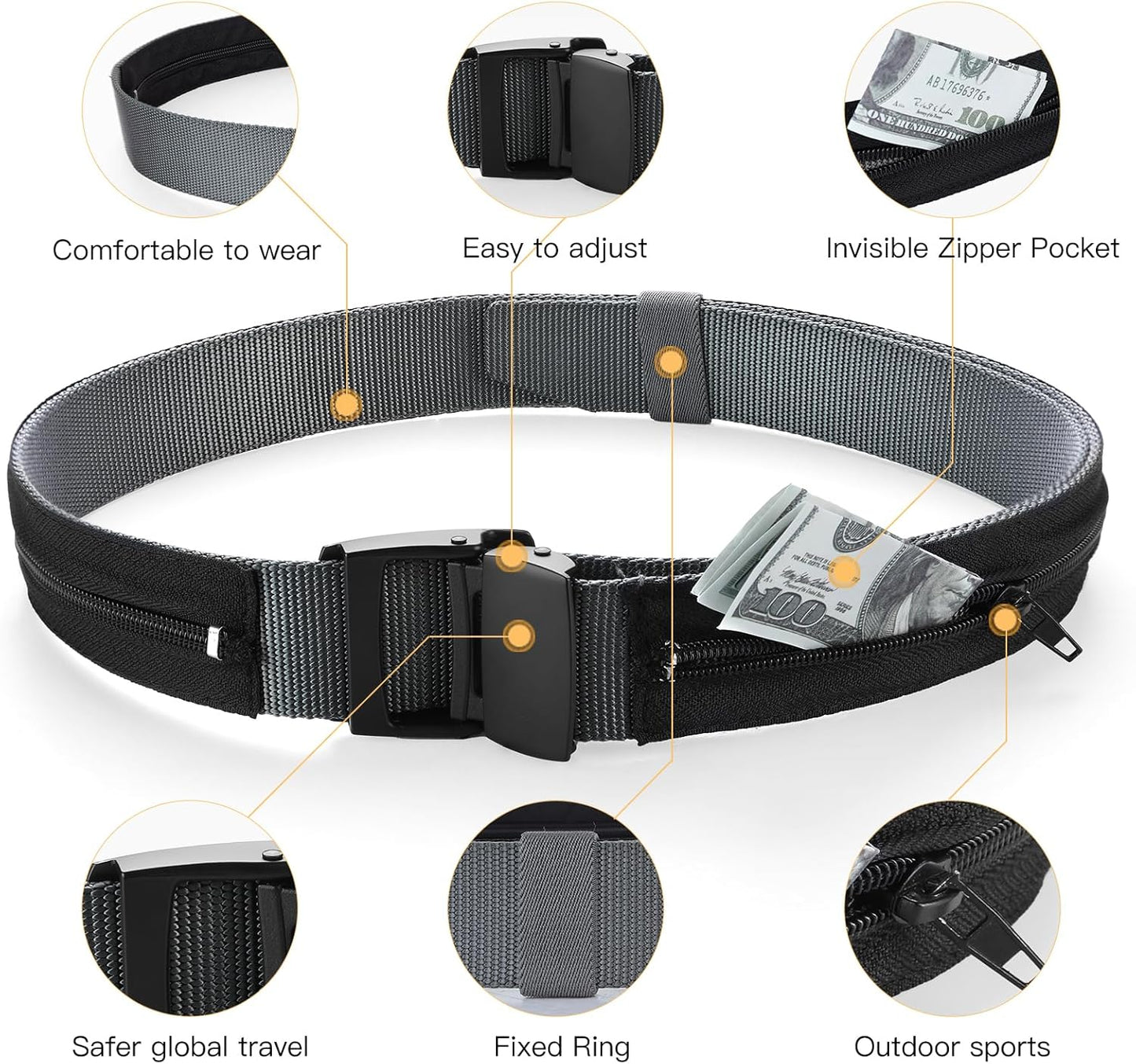 Hidden Money Belt for Discreet Travel Security