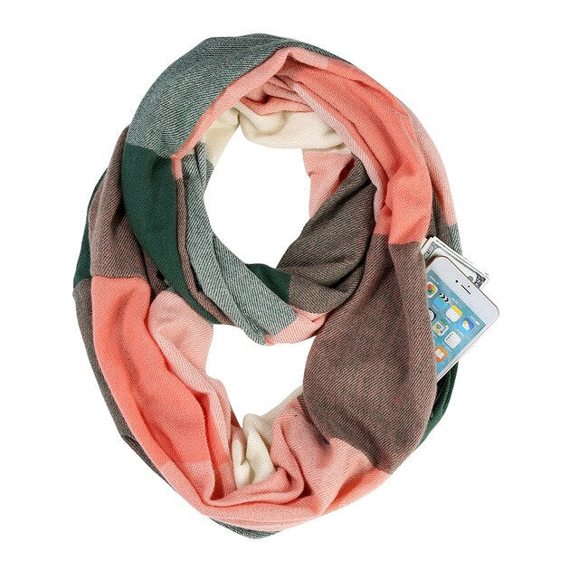 Infinity scarf with hidden pocket